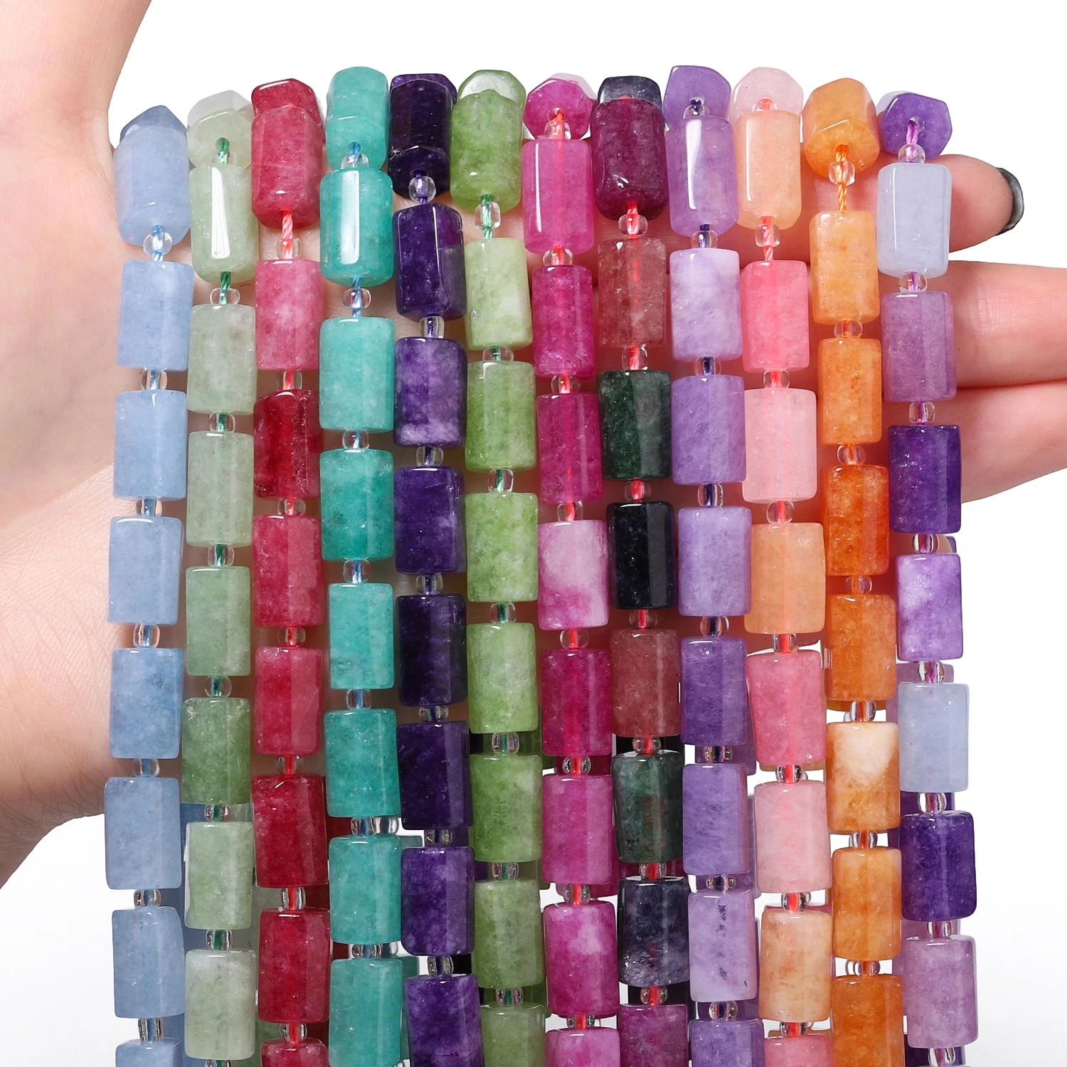 8x12mm Irregular Column Natural Stone Tourmaline Peridot Quartz Beads Tube Beads for Jewelry Making DIY Bracelets Accessories