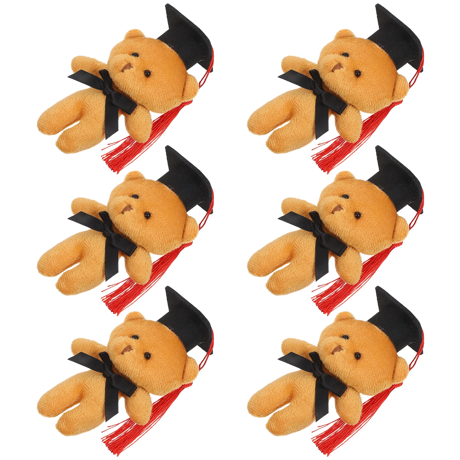 

6Pcs Mini Graduation Bear Small Decoration Bear Outfit Graduation Season Gift Keychain Bouquet Favor Congrats Grad Stuffed Toy