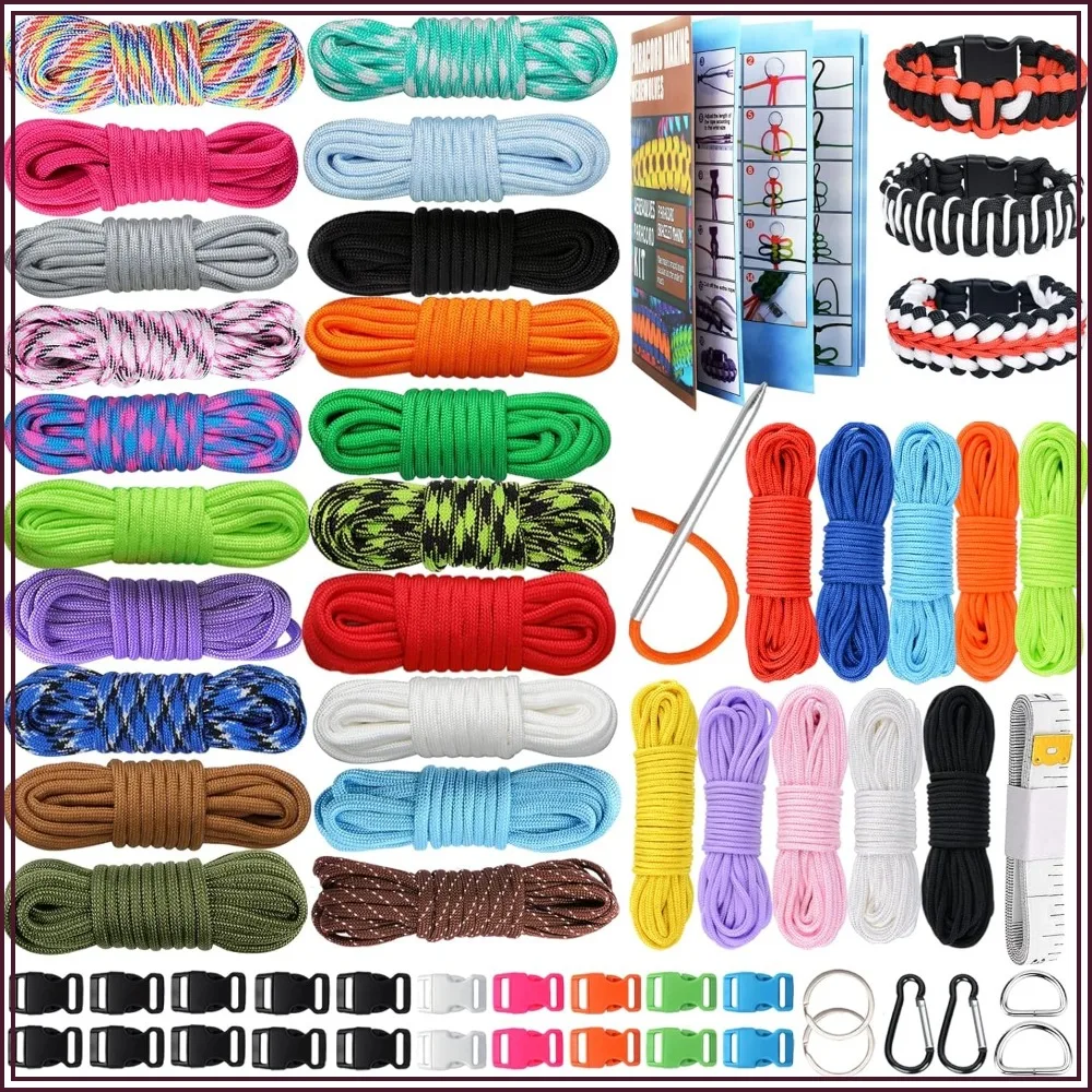 

Paracord 550 4MM 20 Colors & 2MM Micro Paracord 10 Colors with Instructions, Bracelet Combo Crafting Kits, Parachute Cord Accessories