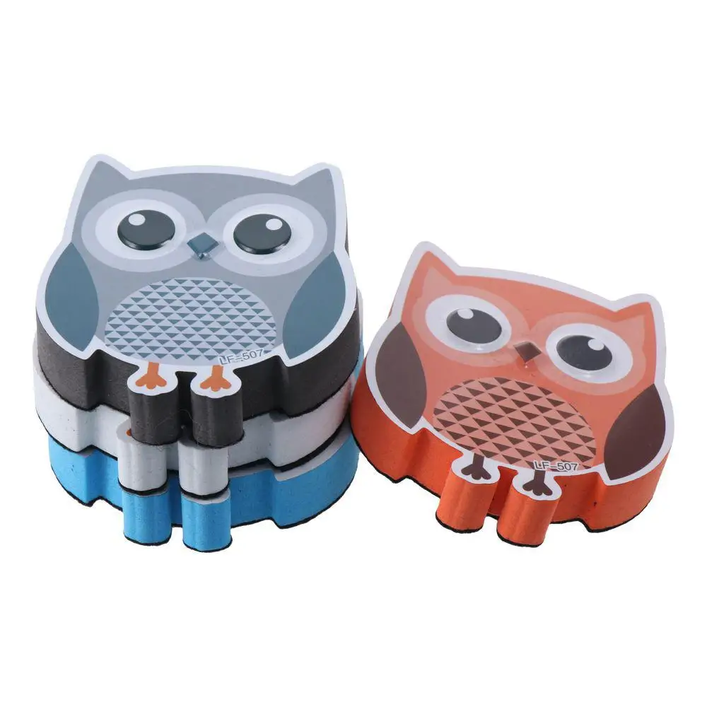 4PCS Magnetized Backing Design Magnetic Sponge Board Eraser Multi-color Durable Owl Erasers Magnetic Lightweight EVA Felt