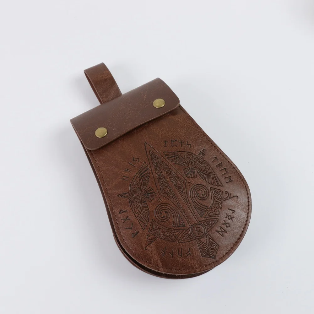 Halloween Medieval PU Leather Waist Pouch, Vintage Rivet Belt Bag Cosplay Costume Prop view 4