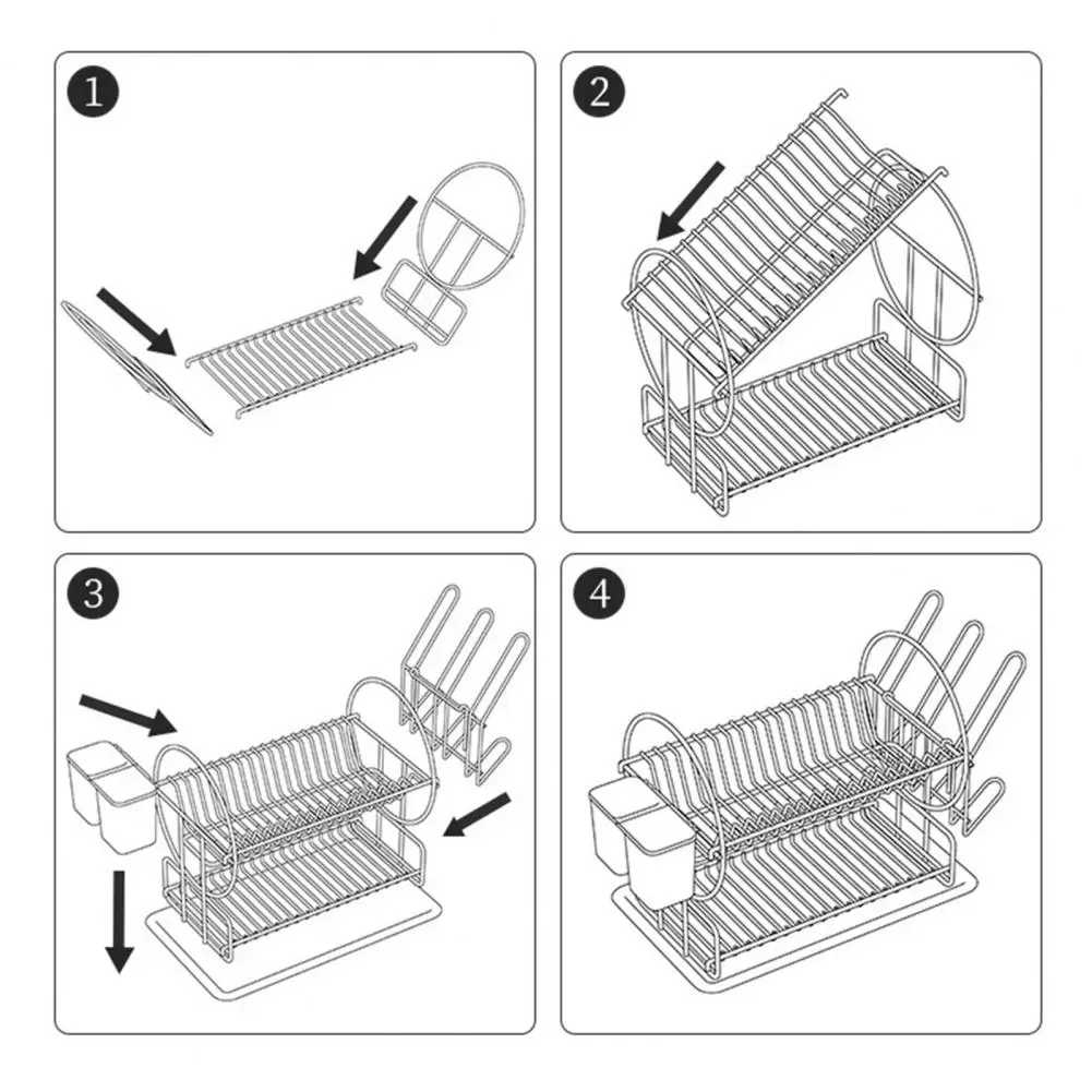 Storage Rack for Kitchen Dish Drying Rack Stainless Steel 2-tier Dish Drying Rack with Rust-resistant Coating Utensil Holder