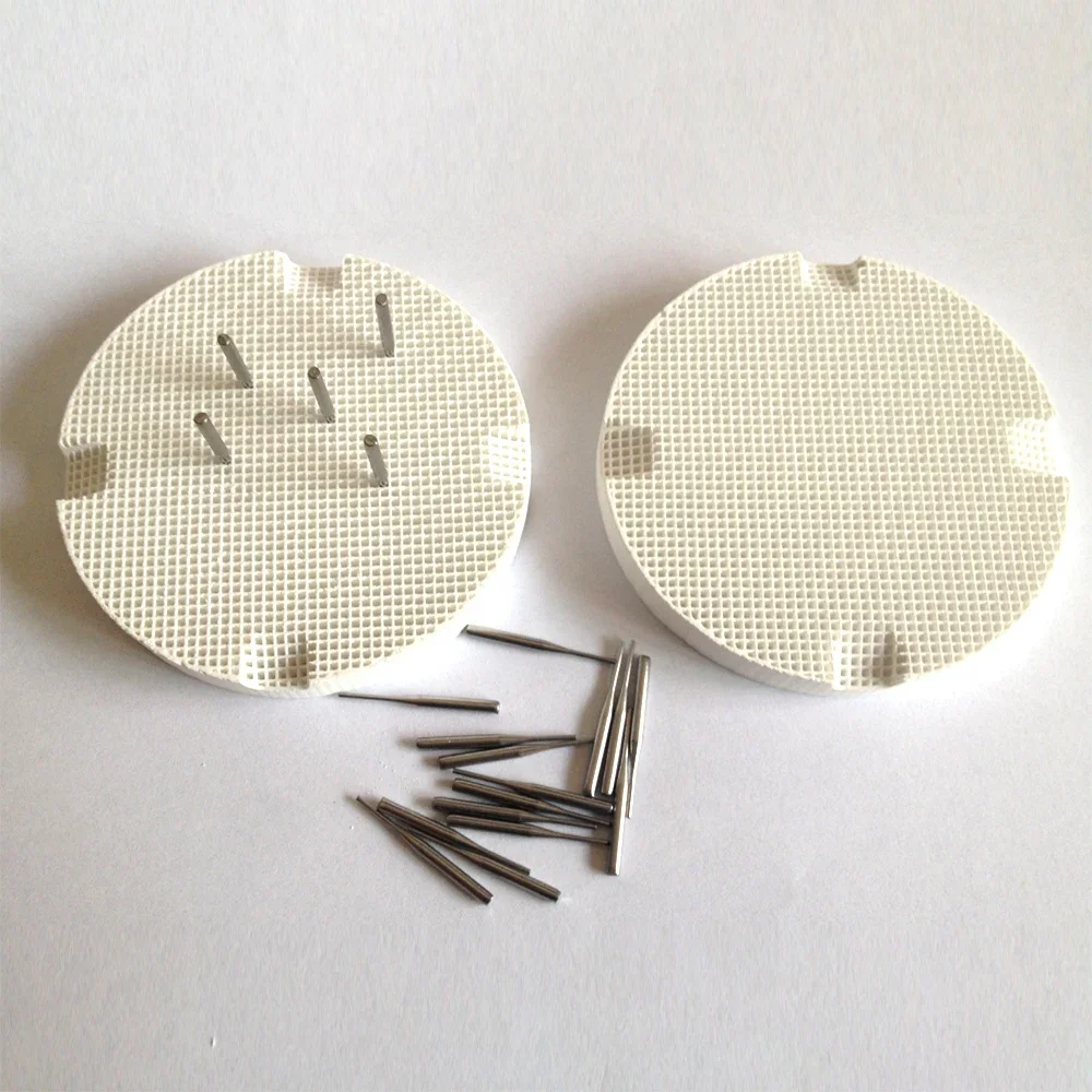 2Pcs 72mm Dental Honeycomb Firing Disc with Metal Pins Dental Lab Circular Sintering Tray for PFM Crown Sintering