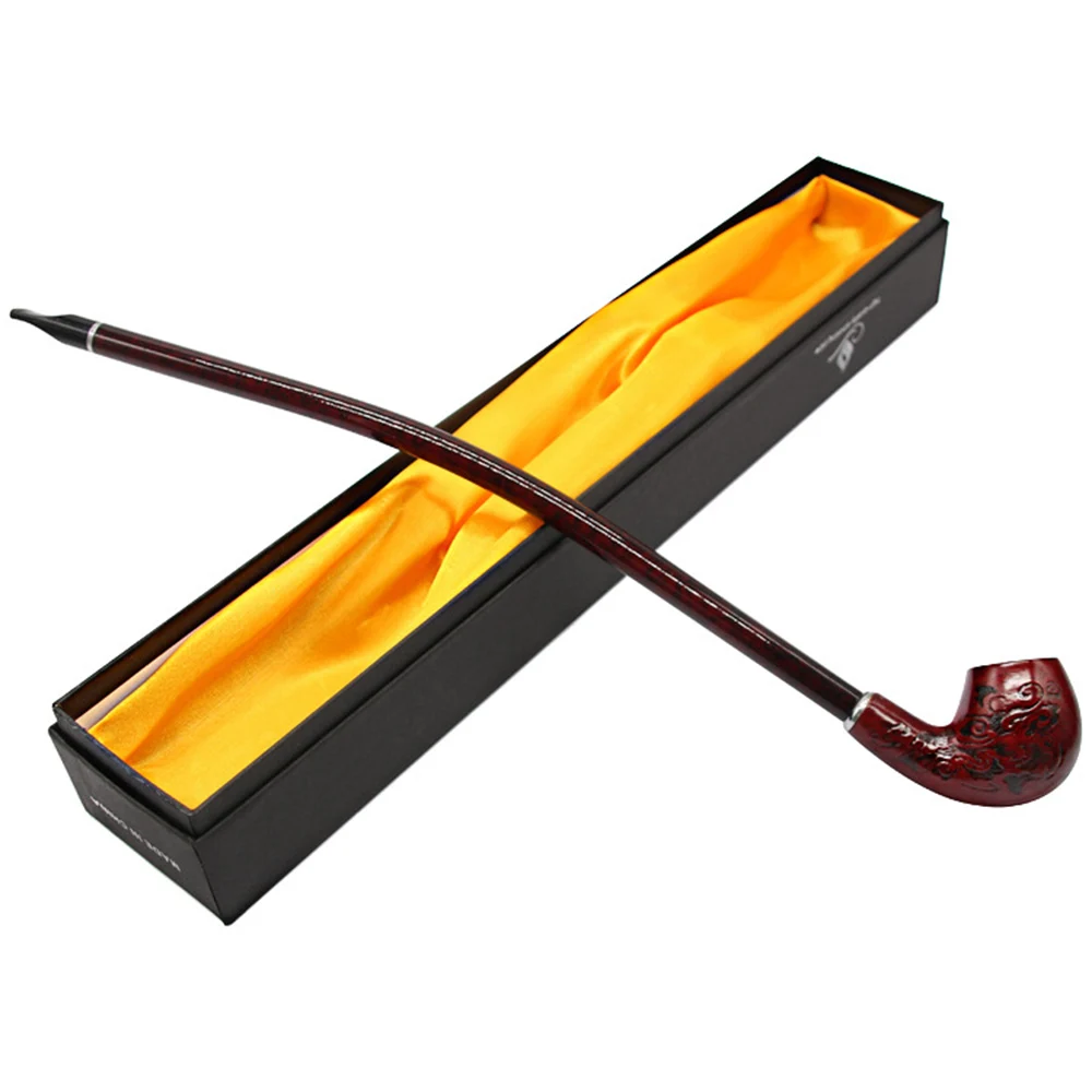 16“ 410MM Long Churchwarden Tobacco Pipe Resin Wooden Stem Smoking Pipe with Gift Box for Man Pattern