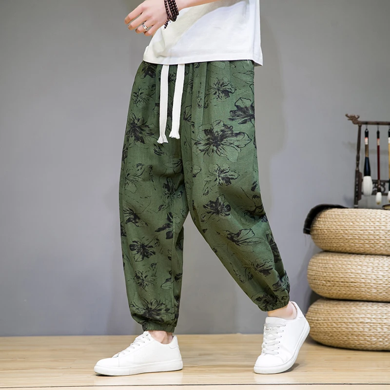 Pantaloni Lino Uomo Baggy Harem - Leggeri, Traspiranti E Comodi Per Estate, Yoga E Spiaggia - 2