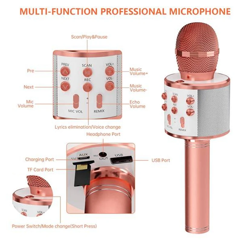 

Kids Microphone Portable Handheld Wireless Bluetooth Karaoke Microphone For Birthday Party 2PCS