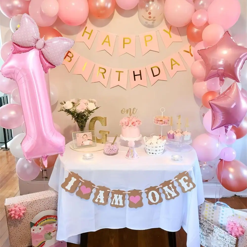 New 40 Inch Birthday Number Ballons Girls Birthday Decorations Jumbo Number Balloon Wedding Party Ballons Pink Bownot Balloons