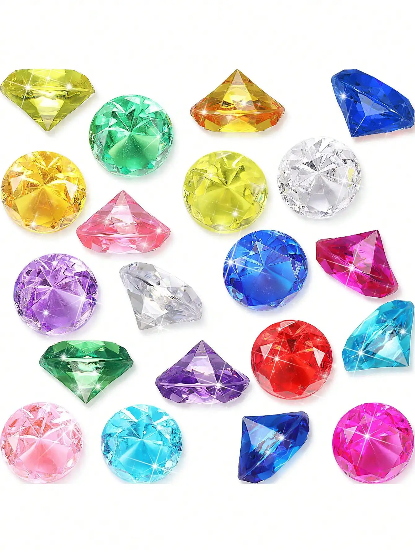 10pcs- Large Colored Diamonds, Large Acrylic Gems, Summer Diving Gems Pool Toys, Pirate Treasure Chest Summer Underwater Swimmin