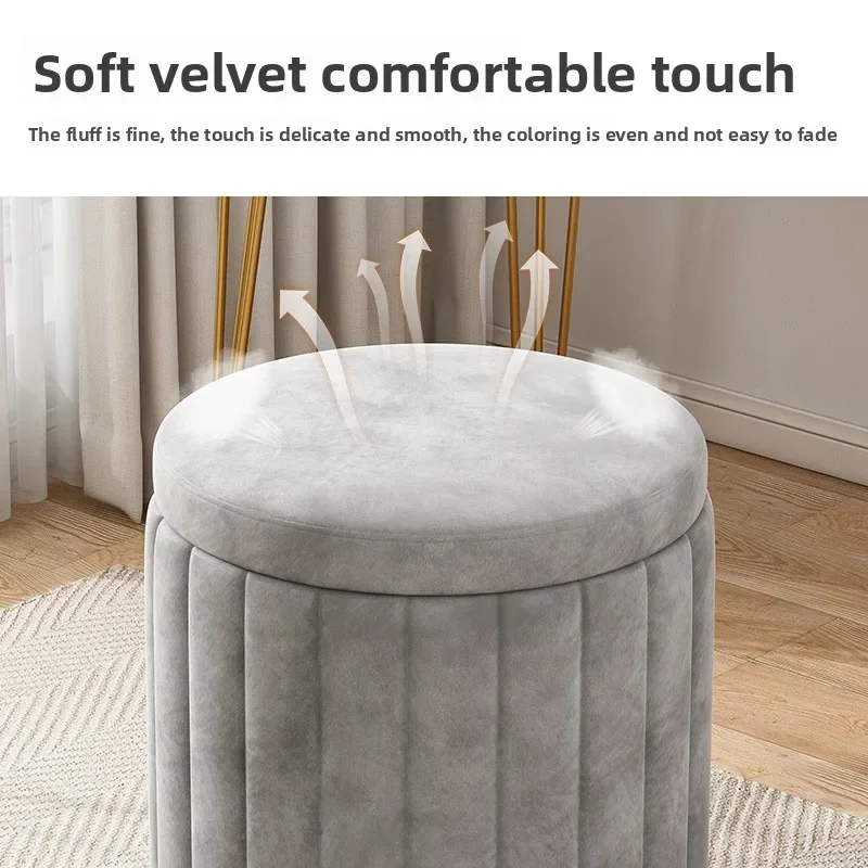 Sgabello cosmetico sgabello rotondo di lusso leggero, camera da letto celebrità di Internet semplice, portaoggetti moderno, sgabello da comò