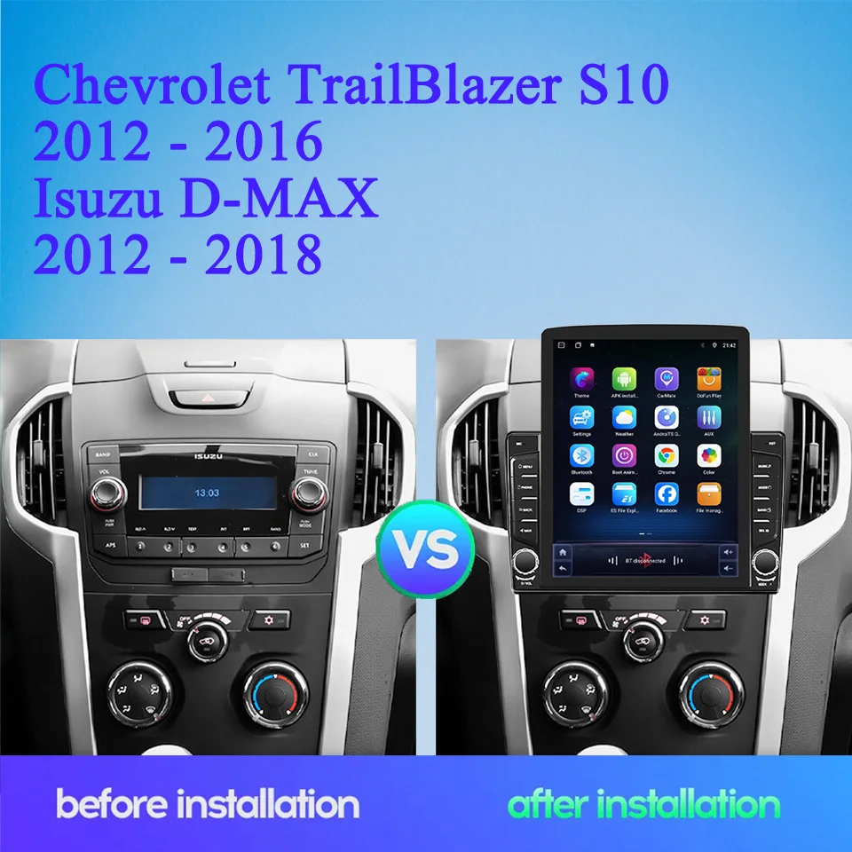 Android 14 8G Ram Car Radio GPS Navigation Head Unit For Isuzu D-MAX Chevrolet TrailBlazer S10 2012 - 2018 With 4G Sim Carplay