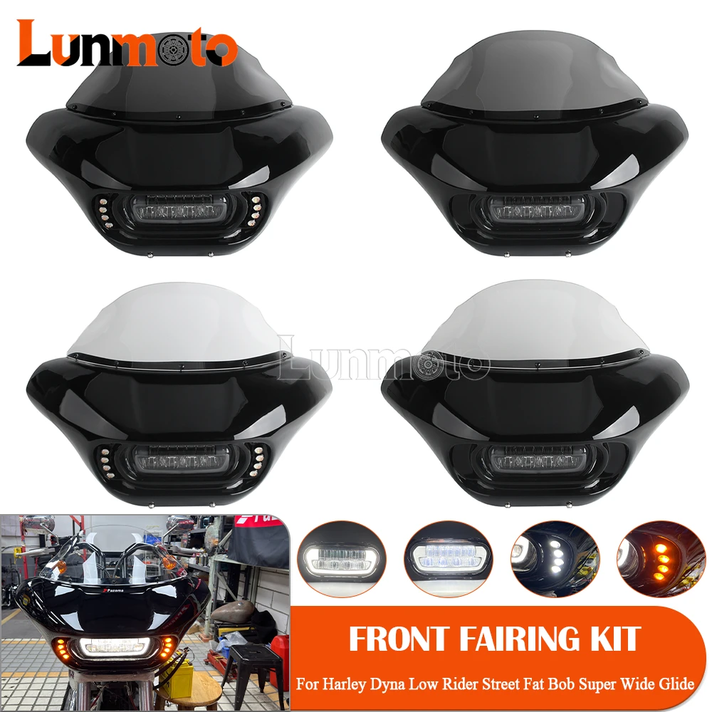 

Передний обтекатель мотоцикла с лобовым стеклом, светодиодной фарой и указателями поворота для Harley Dyna FXDL FXDLS FXDFSE FXDBI FXDWG FXDC/I