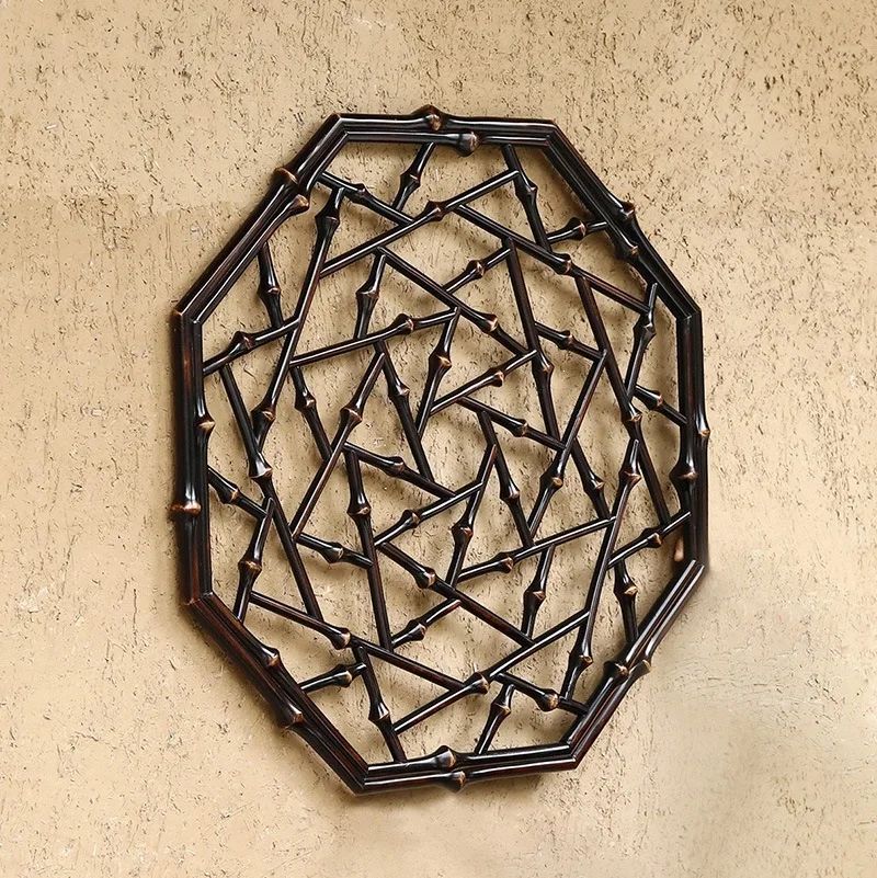 Bamboo lattice window, handmade octagonal ice crack decorative ornament