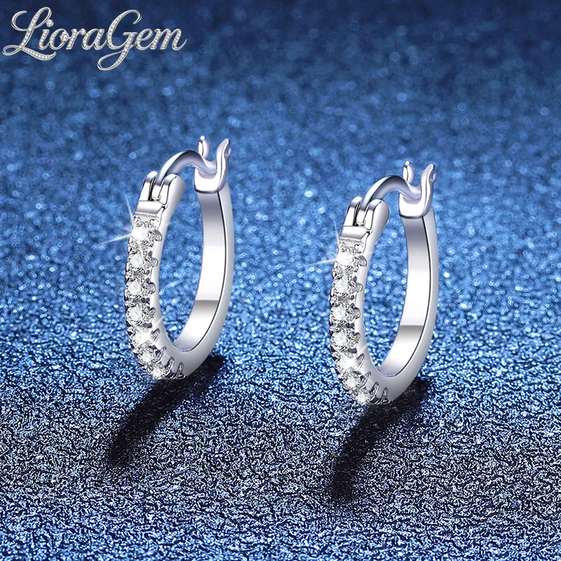 LioraGem 24-point Moissanite Stud Earrings for Women, Fashionable Versatile Moissanite Hoop Earrings Platinum PT950 Stamp