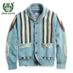Suéter Vintage para hombre, abrigo grueso de un solo pecho, informal, suelto, cálido, cárdigan de alta calidad, Otoño e Invierno