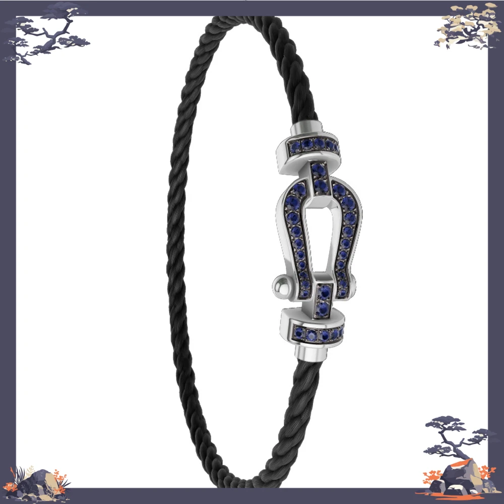 

VZZS 2026 New 925 Silver Black Red Blue Nylon M Single Row Zircon Bracelet Female Daily Wear Party Gifts Luxurious Couple Jewelr