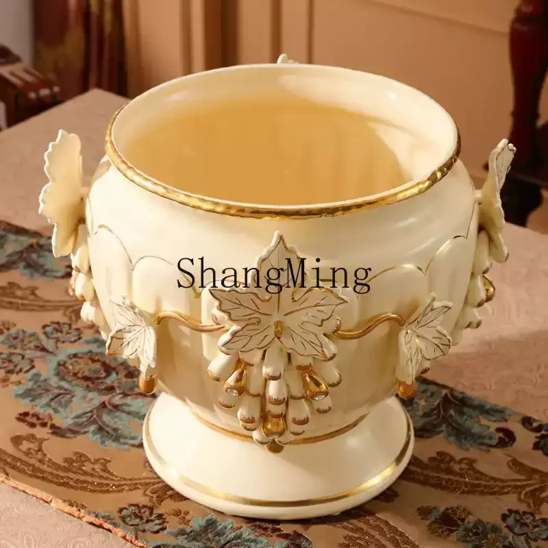 ZYYpillar ornamento soggiorno vaso di lusso di fascia alta grande vaso da fiori decorativo con pavimento in ceramica