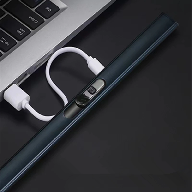 New Outdoor Barbecue USB Arc Lighter Rechargeable Long Kitchen Gas Stove Lighter Windproof Plasma Arc Flameless Lighter Type-C