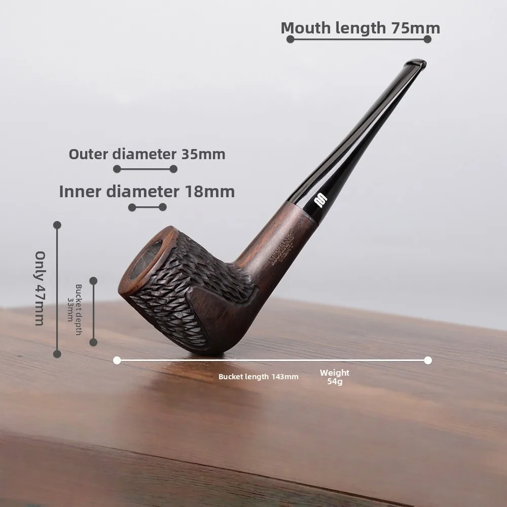 

Handmade Ebony Tobacco Pipe with Copper Bowl American Style Wooden Pipe Durable Filter Tip