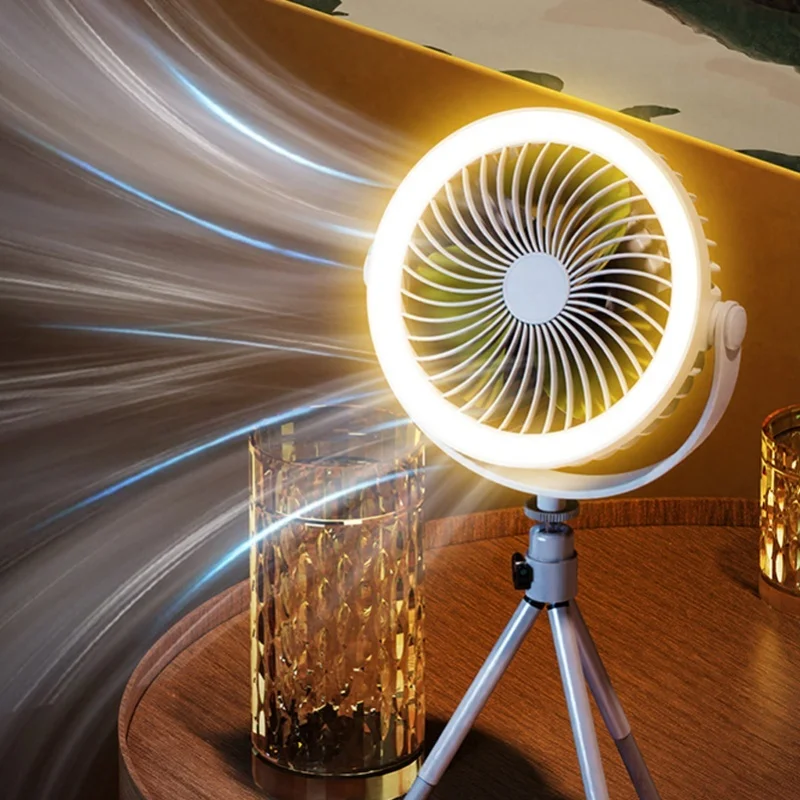 

Camping Fan With LED Lantern 1200mAh USB Rechargeable LED Portable Camping Fan With Tripod And Strap For Outdoor Car Office