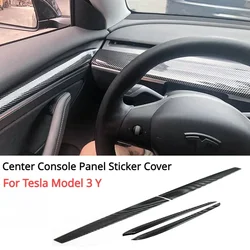 Embellecedor de salpicadero para Tesla modelo 3 Y, Panel de consola central, cubierta adhesiva, fibra de carbono, ABS, accesorios de decoración para coche, 2017-2023