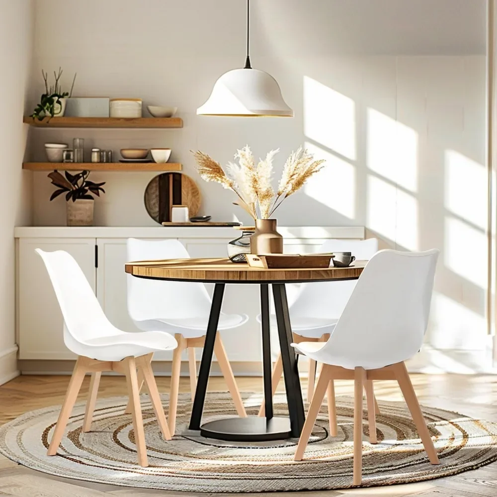 Modern Set, Shell Chair with Wood Legs for Kitchen, Dining, Living Room