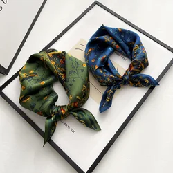 100% Natural Silk Square Scarf Women Print Small Bandana Headscarf Summer Ladies Neckscarf Pure Real Silk Scarves Shawls Wraps