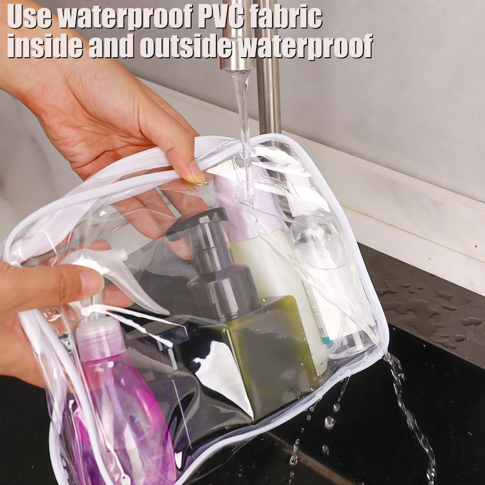 PVC Transparent Waterproof Makeup Bag Small Large Clear Cosmetic Bags Portable Travel Toiletry Wash Organizer Case Storage Pouch