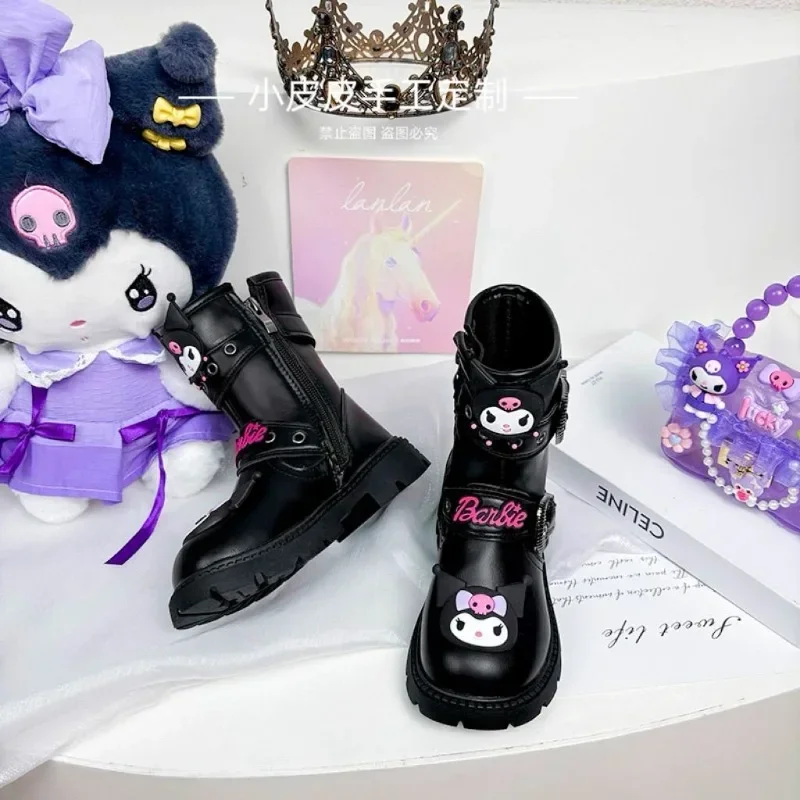 

Sweet Ins Kuromi Anime Sanrio Pendant Children Board Boots Cute Kawaii Cartoon Causal Soft Shoes Fashion Gifts for Girls