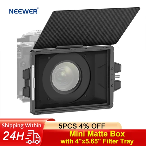 NEEWER Mini caja mate con bandeja de filtro de 4 pulgadas x 5,65 pulgadas, bandera de fibra de carbono para cámara DSLR sin espejo para lente de 67/72/77/82mm