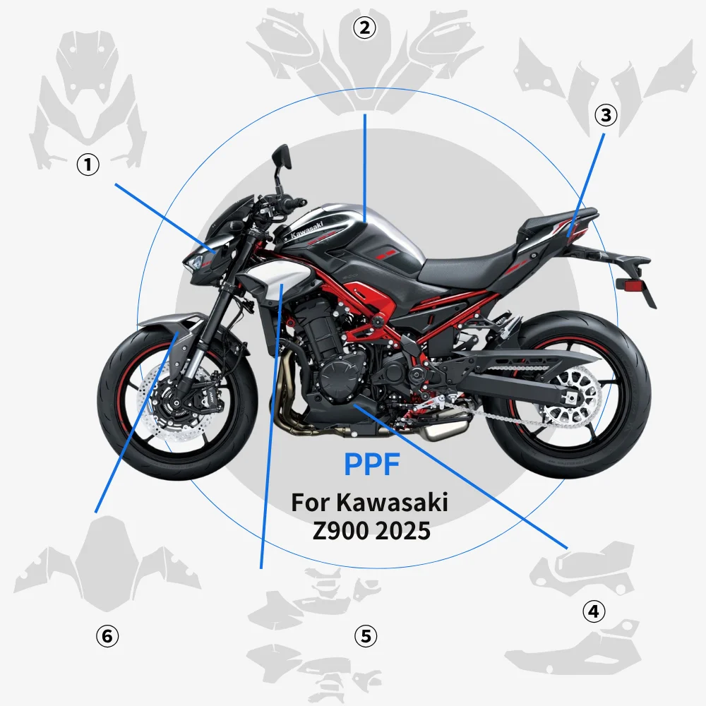 

For Kawasaki Z900 2025 Motorcycle PPF TPU Paint Protection Film Kit Full Body Anti-Scratch Sticker Wrap Protective Cover Decals