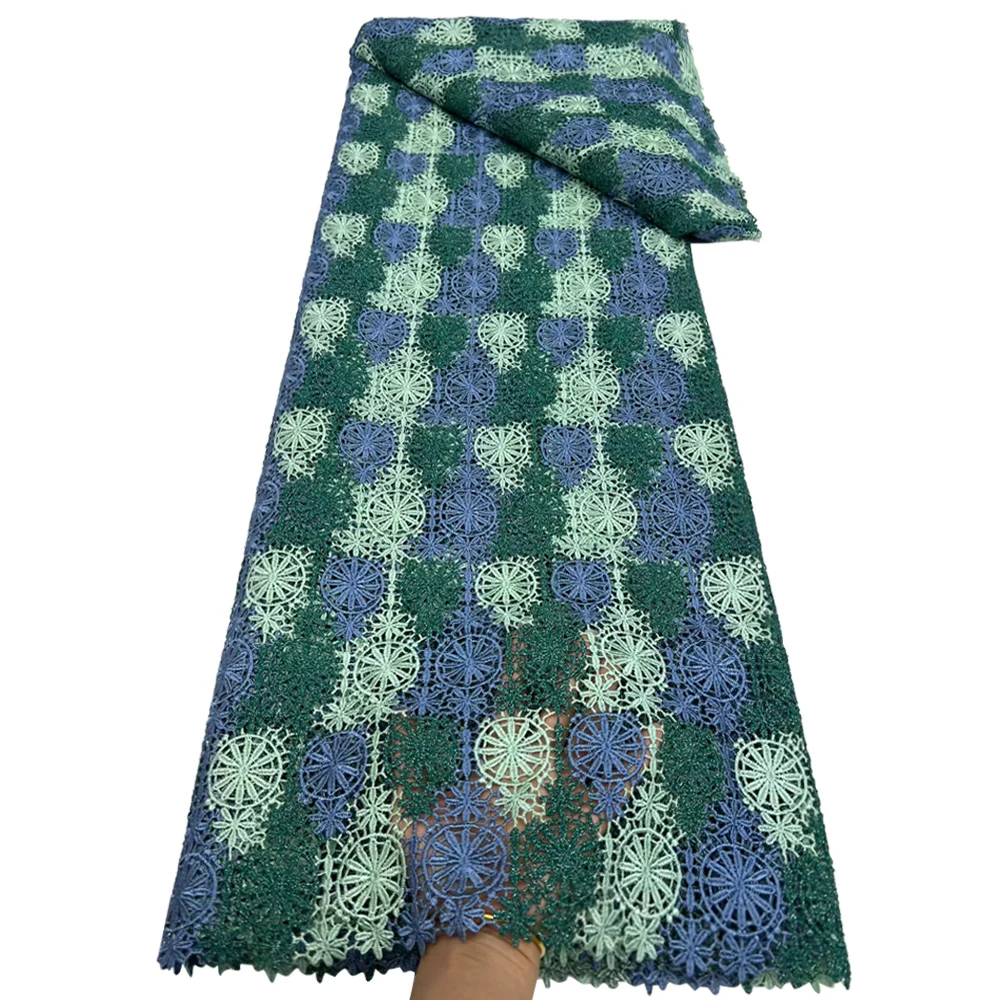 قماش دانتيل قطن أفريقي مطرز 2025 نيجيريا أفريقي قابل للذوبان في الماء قماش دانتيل تول فستان سيدة خياطة فستان رسمي