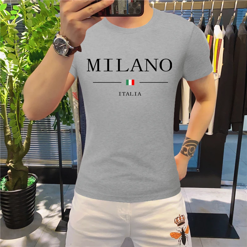 2023 Men\'s Summer T-shirt Luxury Letters Bear Print Cotton Short Sleeve Tees Solid Color Summer Wear Streetwear