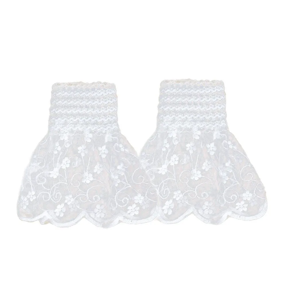 

1 Pair Lace Material Lace Cuffs White Color Thin Pleated Detachable Cuffs Elegant Ruffled Wristband Photoshoot