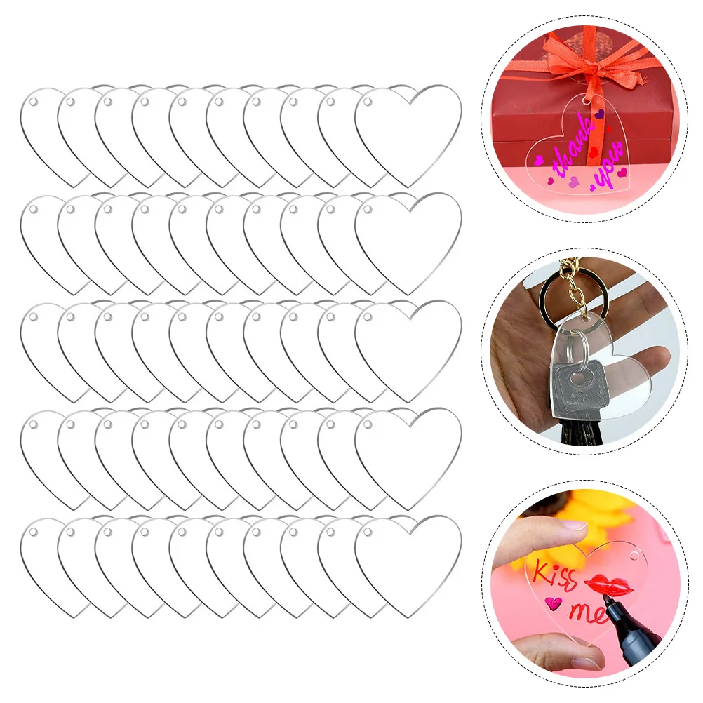 

50pcs Sublimation Blanks Keychains Diy Heart Shape Blank Keychain Double Sided Printed Portable Decorative Crafts Key Supplies