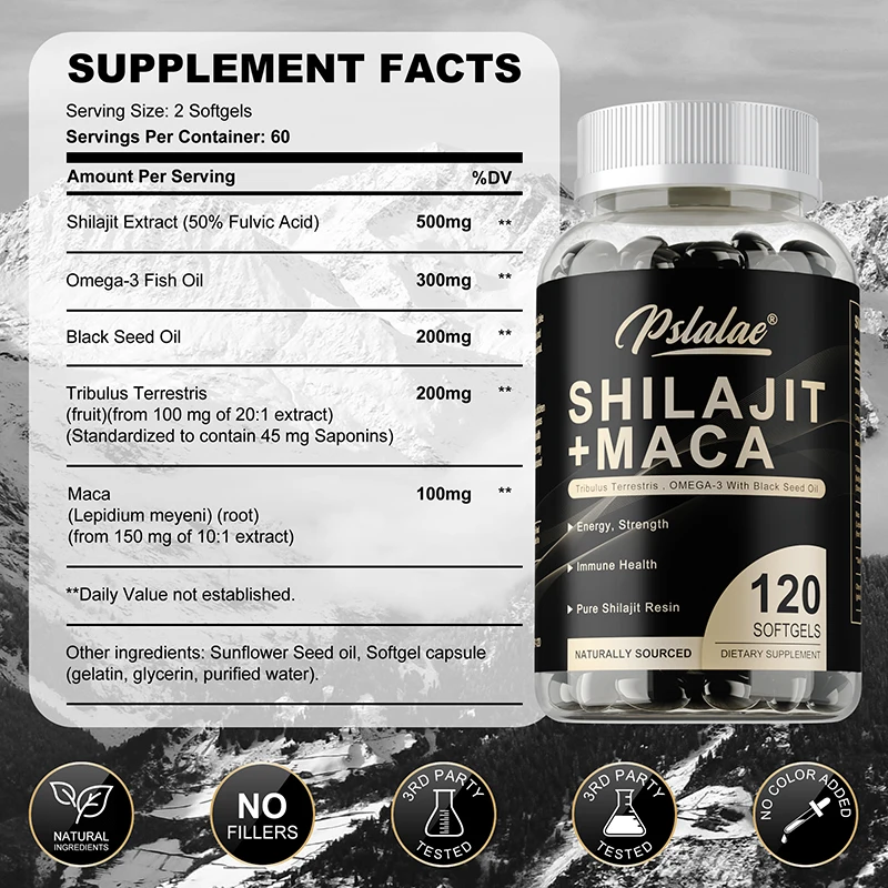 Shilajit + Maca - يعزز الطاقة والحيوية، ويخفف التوتر والقلق، ويوازن الهرمونات، ويحسن التفكير والذاكرة