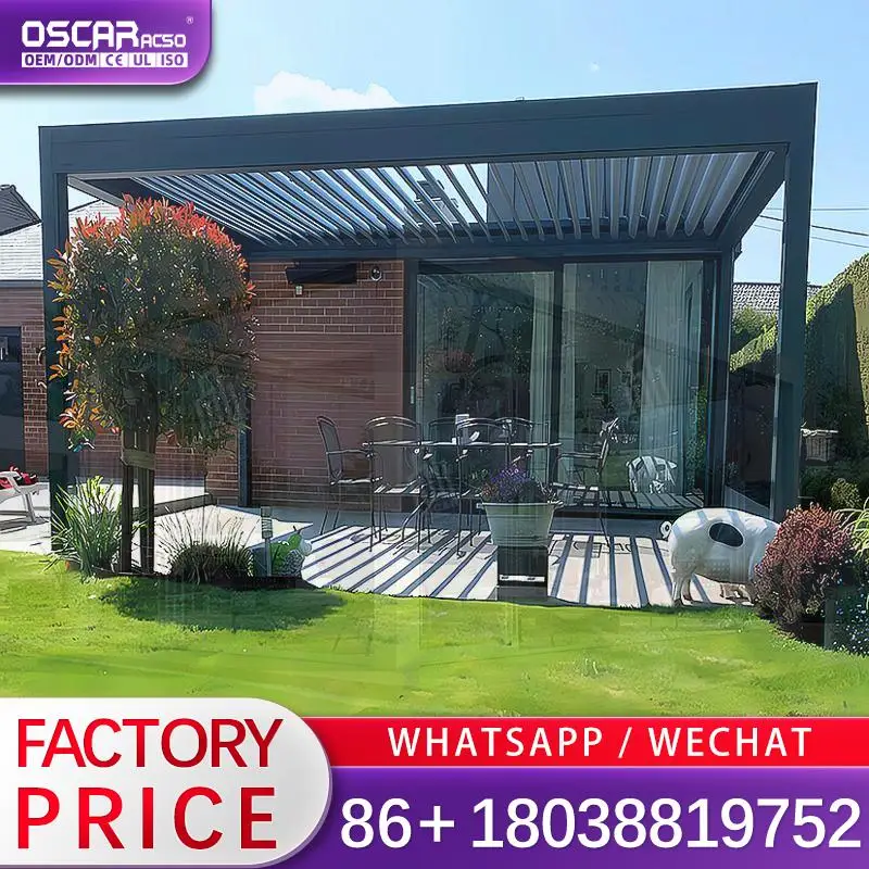 

6x6 10x10 Outdoor Motorized Bioclimatic Retractable Pergola Kit Aluminum Shades for Garden Patio Backyard pergolas
