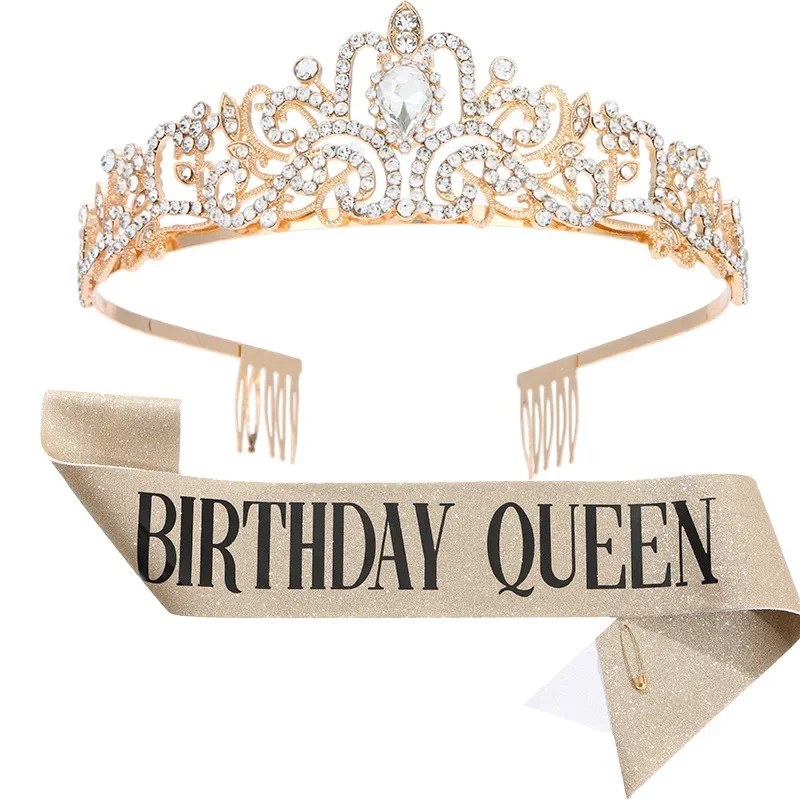 European and American Fashionable Crystal Crown Belt Ceremonial Belt Headbands for Hair Woman Bands Girls Hoop Tiara Women Hoops