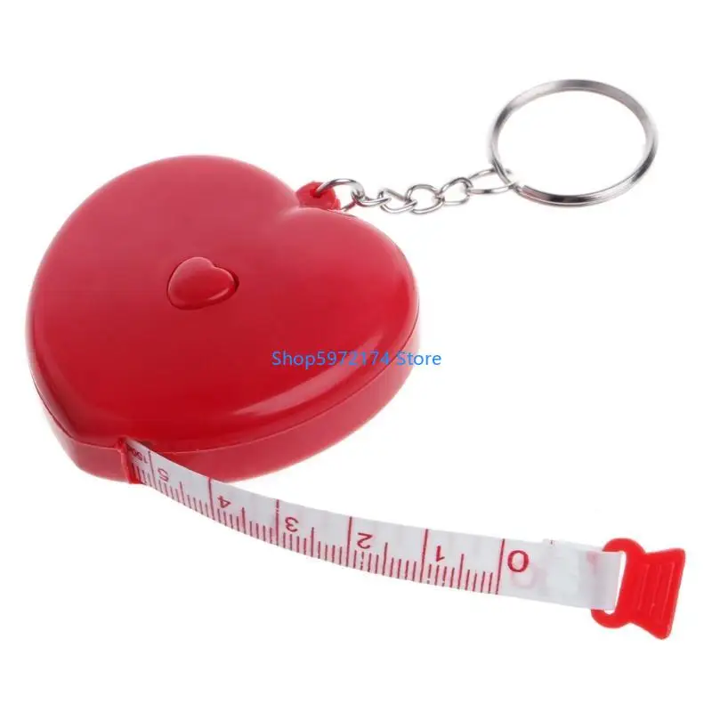Y3NB Keychain Portable Retractable Ruler Heart-shaped Tape Measure 1.5m