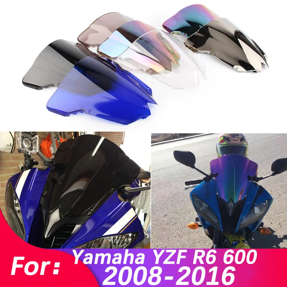 Windshield For Yamaha YZF R6 600 YZFR6 2008-2016 Double Bubble WindScreen Motorcycle Accessories Fairing Deflector