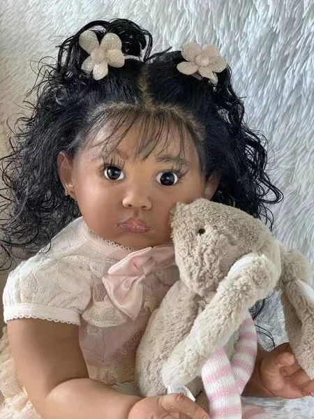 FBBD Customized Limited Supply 32inch Reborn Baby Doll Julieta Dark Skin With Hand-Rooted Hair Already Finished Doll