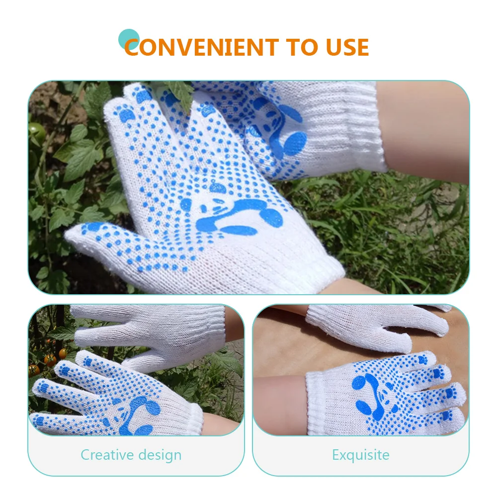 3 Pairs Panda Gloves Kids Work for Children Working Yard Boys Mittens Protective Fabric Safety Gardening