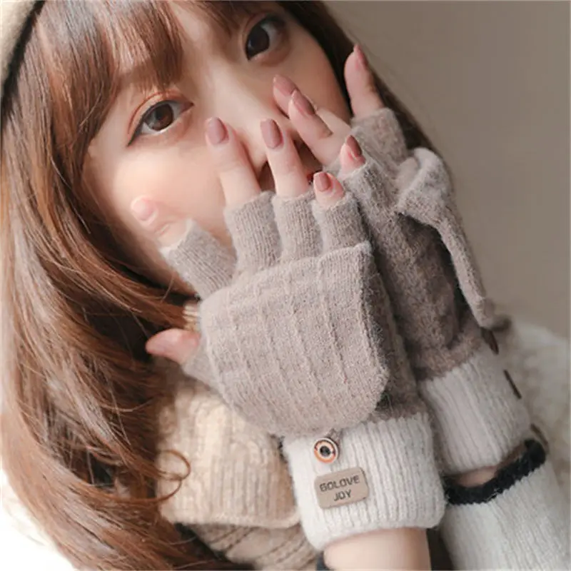 Modische Fingerlose Winterhandschuhe mit Fingerschutz, Unisex für Männer, Frauen und Studenten, Warme Handschuhe