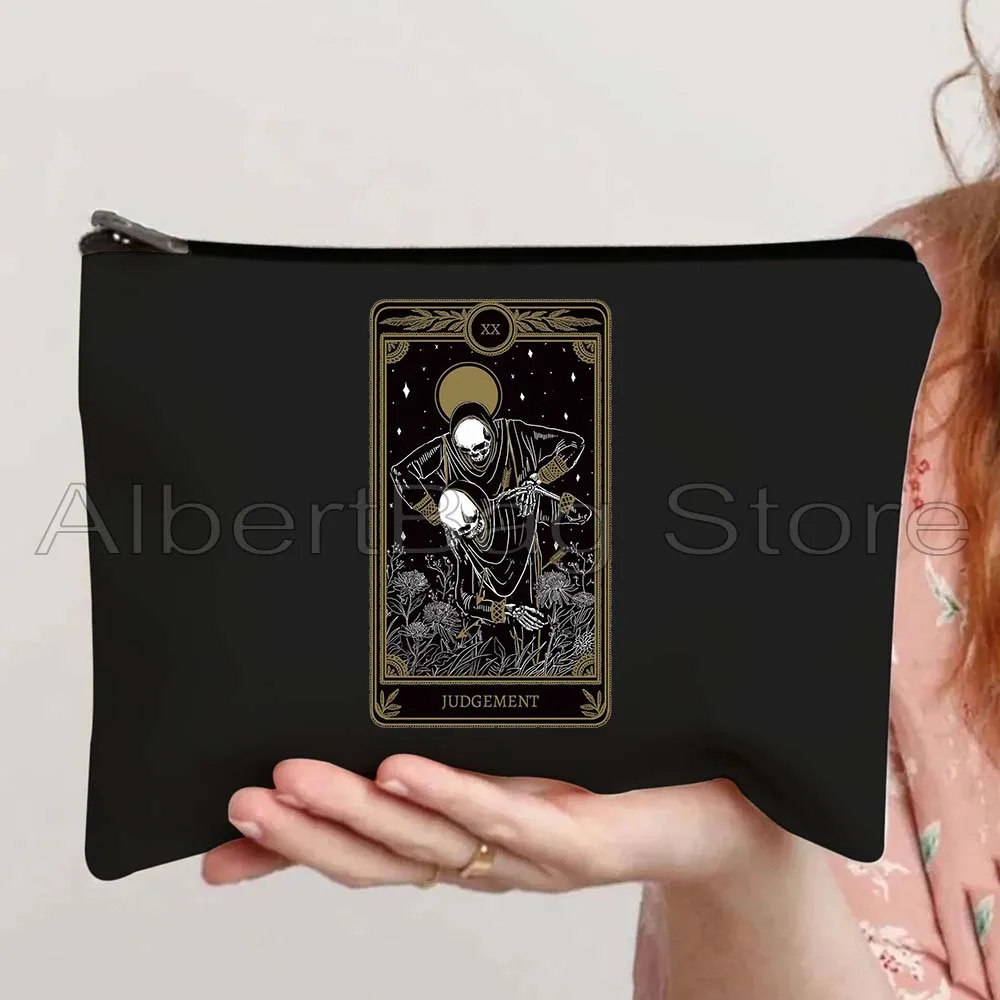 THE DEATH TAROT CARD GAME FOOL JUDGEMENT CHARIOT Lovers Cats Astrology Flower Tarot Cosmetic Makeup Toilet Bag Pencil Case Pouch