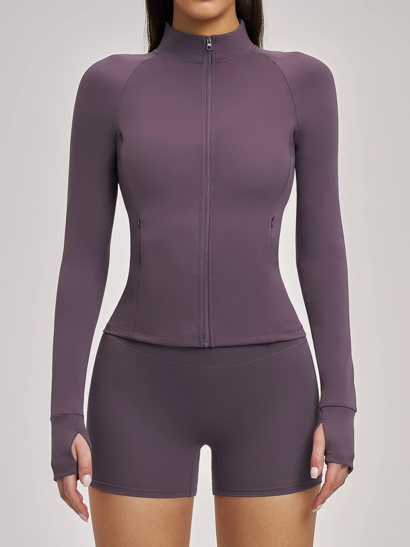 

Женский комплект для йоги, повседневный, на молнии, спортивный, быстросохнущий, для бега, с длинными рукавами, обтягивающие шорты, фитнес-костюм, новинка 2026 года