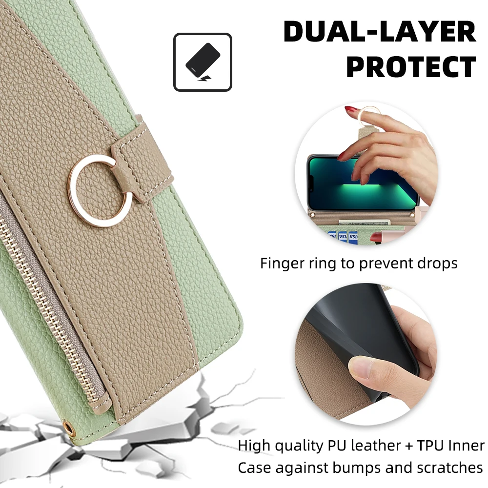 Wallet Crossbody Lanyard Leather Phone Case Suitable for Google Pixel 5 Pixel 4 3A 4 XL 4A 5G 6 6A 7 7A