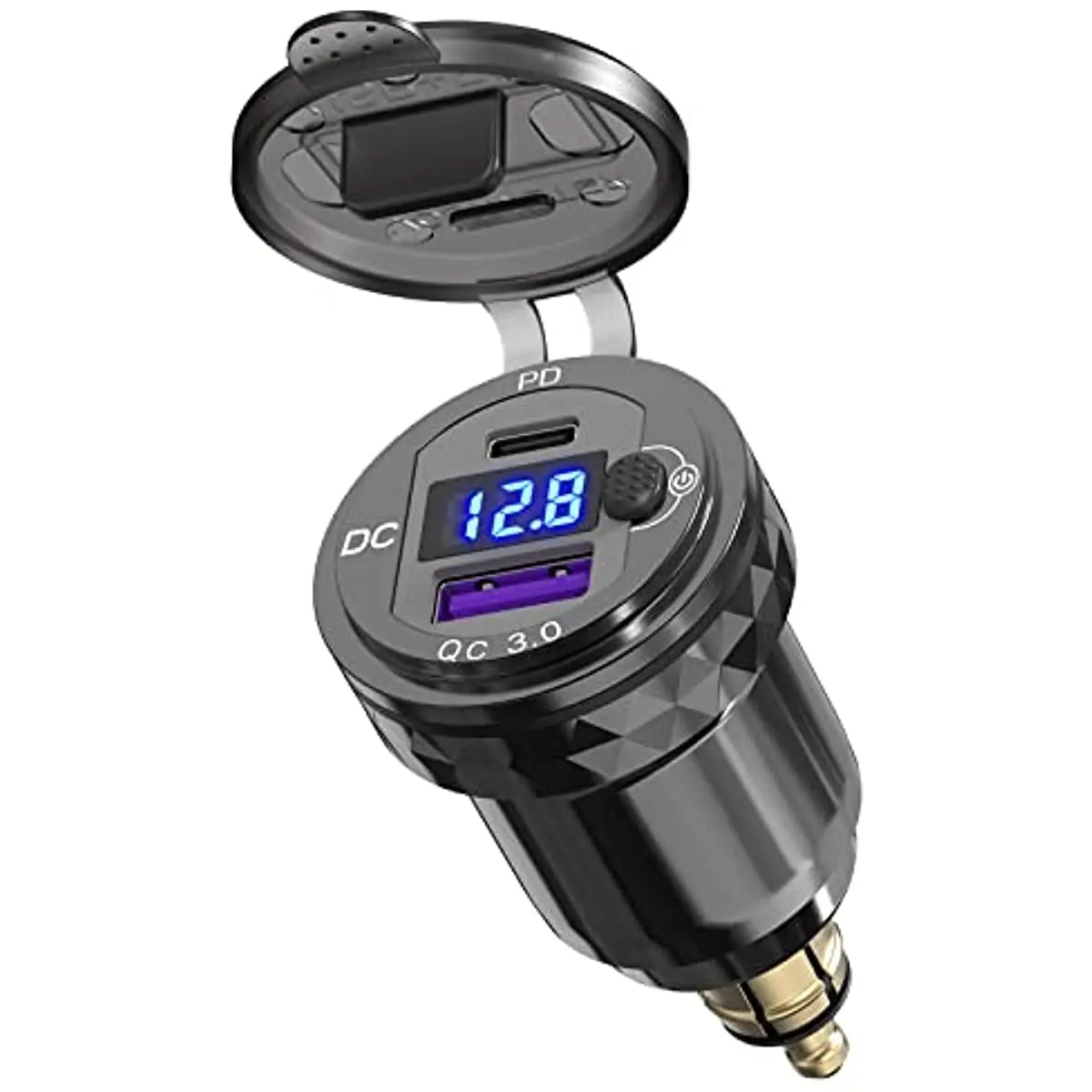 Waterproof Hella Din Plug to USB ON-Off Switch 30W USB C PD3.0 QC3.0 Quick Charge Voltmeter Ducati Triumph BMW Motorcycle