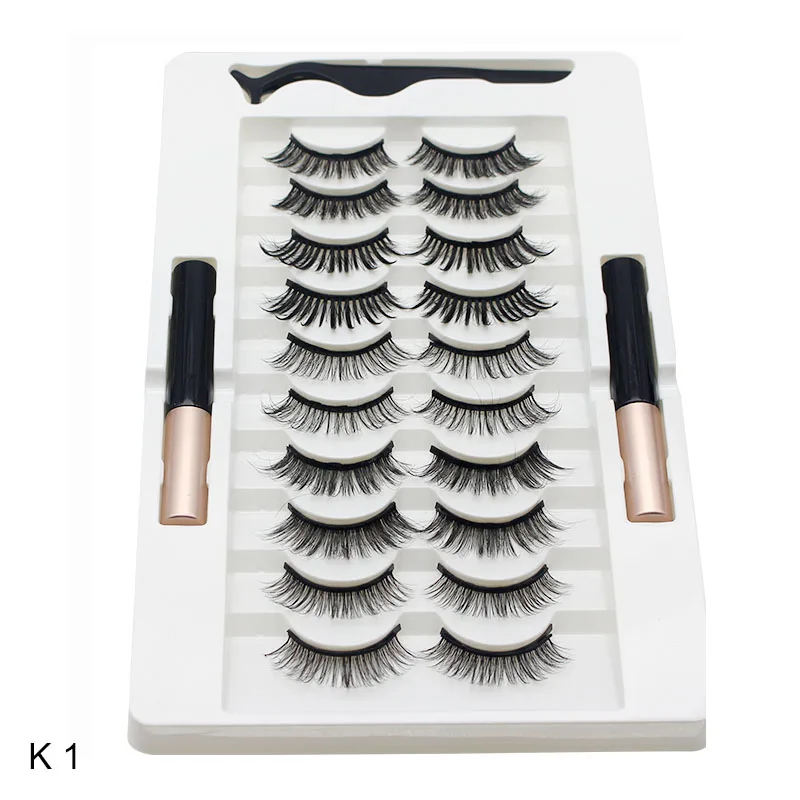 Magnetic Eyelashes Kit With Eyeliner Natural Thick Long Eye Lashes Extension Reusable False Eyelashes Makeup Tool TSLM1