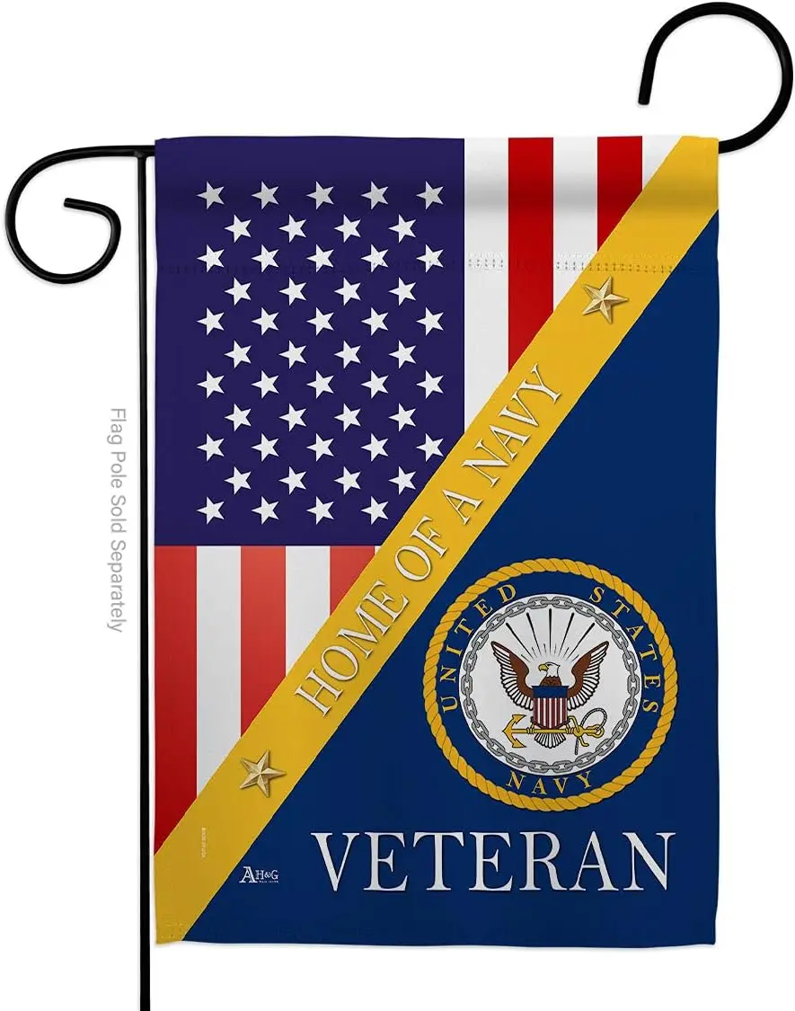 Home of Navy Garden Flag - Armed Forces USN Seabee United State American Military Veteran Retire Official - House Decoration Ban