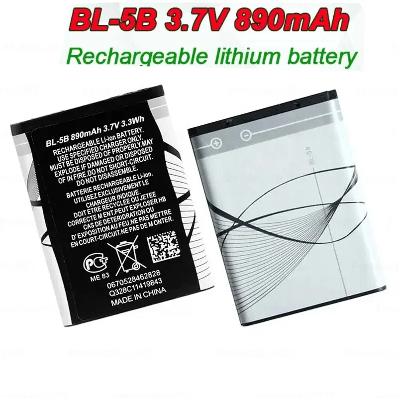 BL5B 890mAh BL 5B 5300 5320 N83 6120c 7360 3230 5070 3220 بطاريات ليثيوم قابلة للشحن للهواتف المحمولة Nokia المكونات في المتكلم