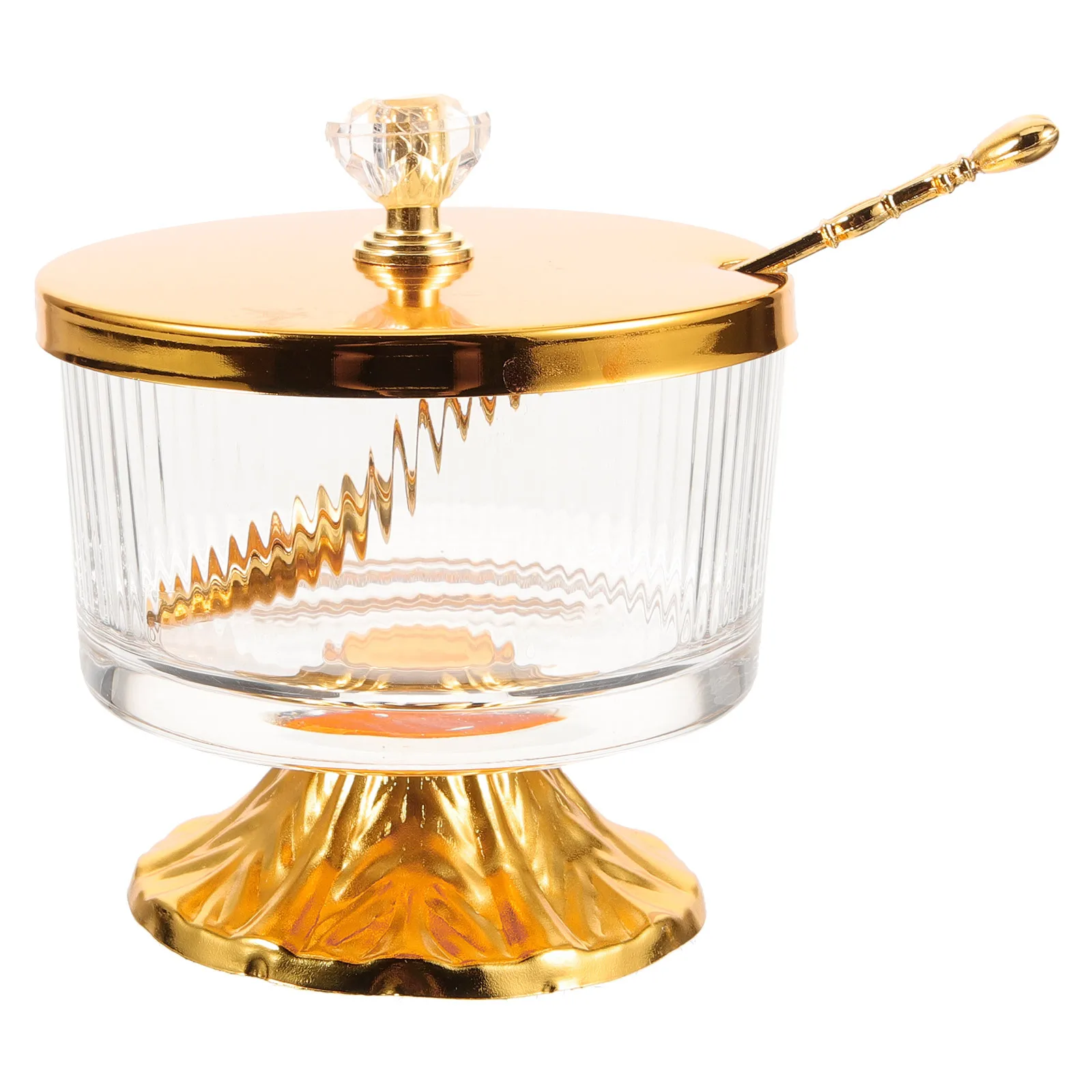 Tarro de recipiente de vidrio con tapa de aleación, cuchara, organizador de cocina, almacenamiento para aperitivos, azúcar, sal, café, recipiente de vidrio para galletas